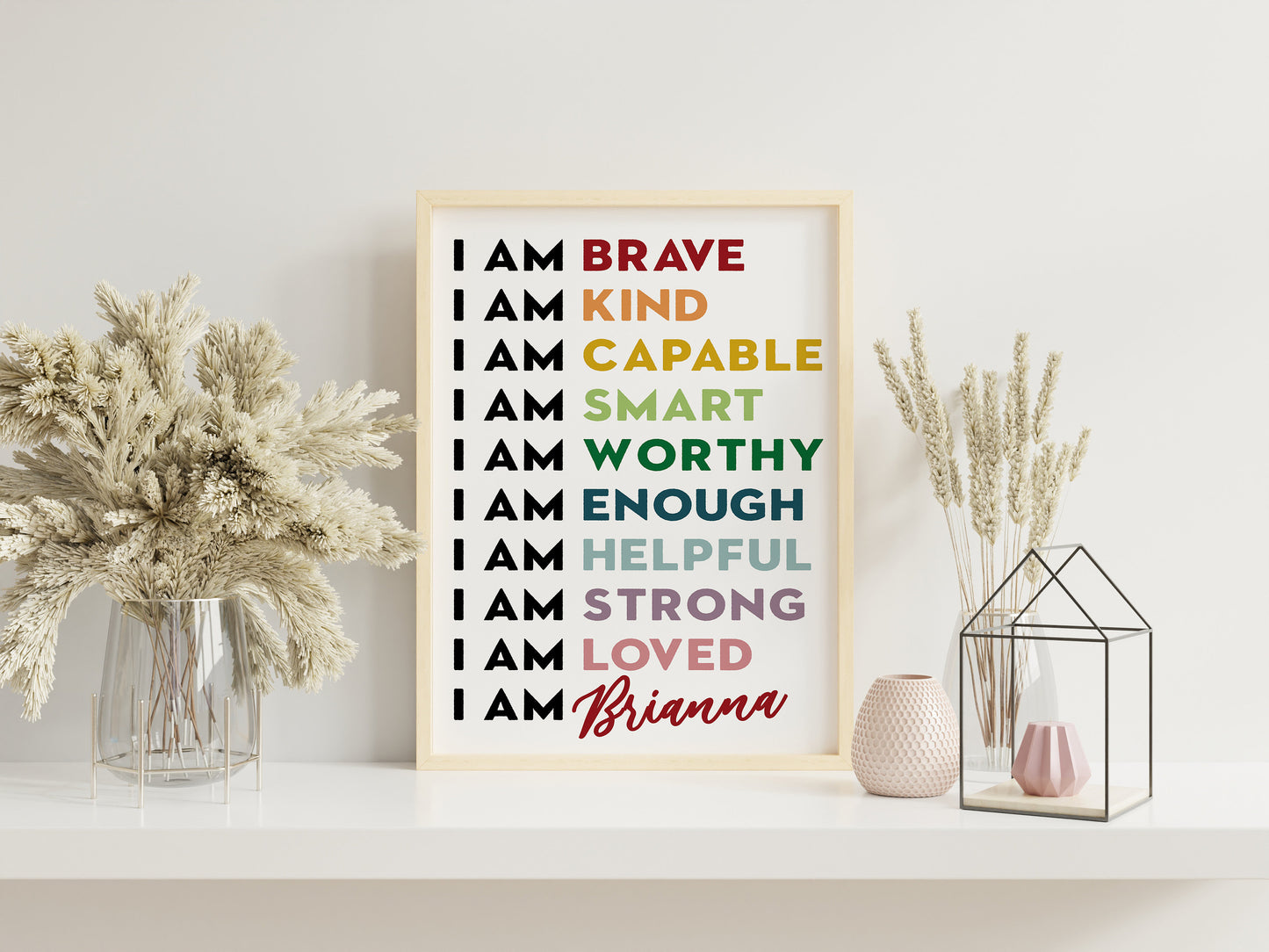 Personalized Name, I Am, Child Affirmation, Motivational Art, Wall Art, Law Of Attraction, Positivity, Motivational, Rainbow, Pastel Decor