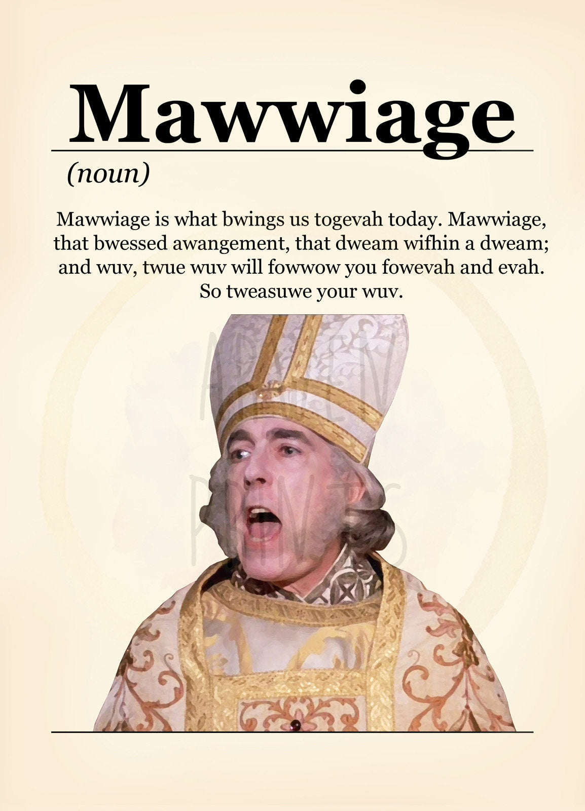 The Princess Bride Mawwiage Definition Art Print, Princess Bride Marriage Print, The Impressive Clergyman, Princess Bride Quote, Marriage