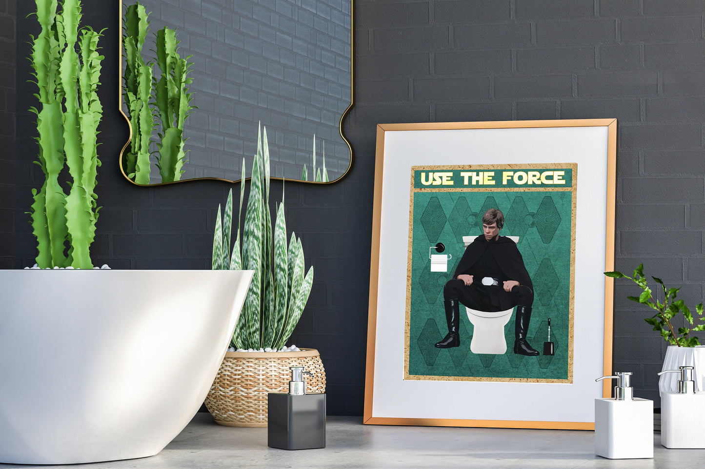 Star Wars Luke Skywalker Use The Force Art Print, Use the Force Art, Funny Bathroom Print, Funny Bathroom Decor, Star Wars Bathroom Wall Art