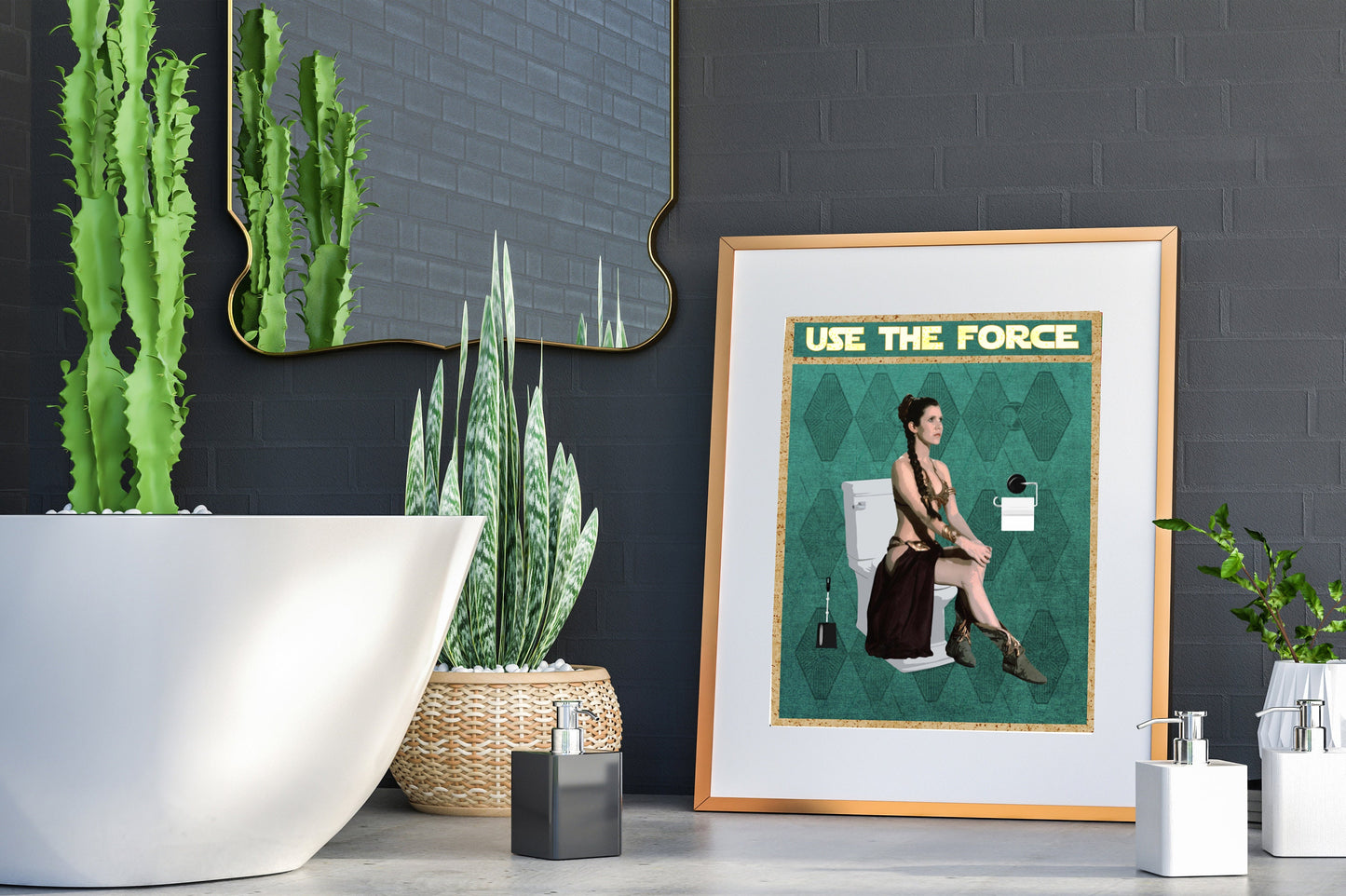 Star Wars Princess Leia Use The Force Art Print, Funny Bathroom Print, Leia Slave Print, Star Wars Bathroom Wall Art, Star Wars Wall Art