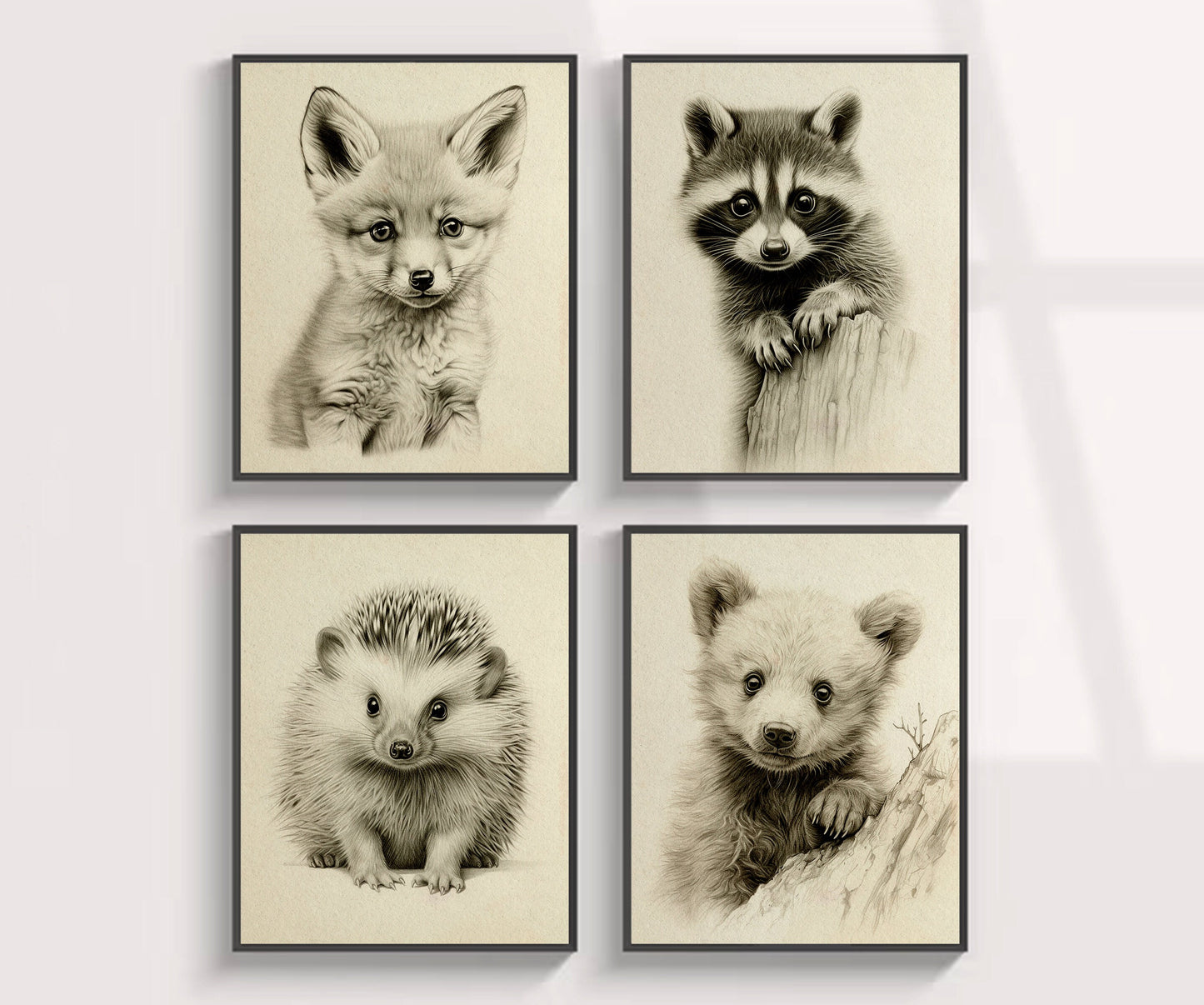 Cute Back And White Animal Art Print Set, Nursery Wall Decor, Boho Wall Decor, Classroom Art