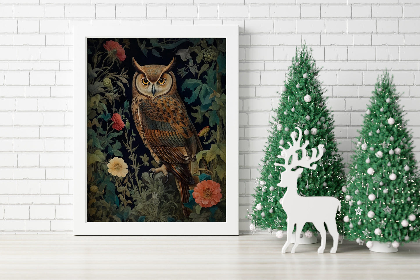 Owl Illustration Art Print, Owl Art, Owl Boho Art, Animal Art, Colorful Art, Boho, Christmas Owl