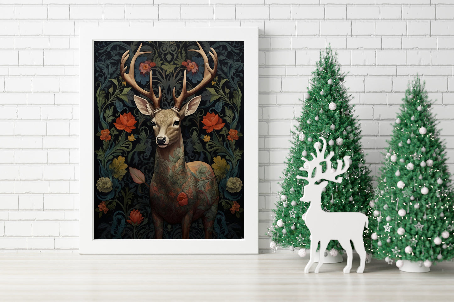 Deer Illustration Art Print, Deer Art, Deer Boho Art, Animal Art, Colorful Art, Boho, Christmas Deer