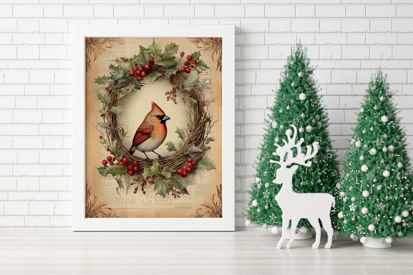 Cardinal Illustration Art Print, Cardinal Art, Cardinal Boho Art, Animal Art, Colorful Art, Boho, Christmas Cardinal