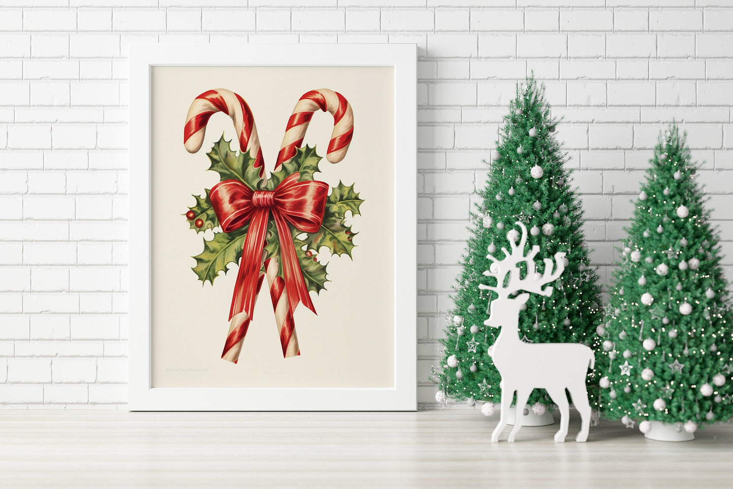 Christmas Candy Canes Illustration Art Print