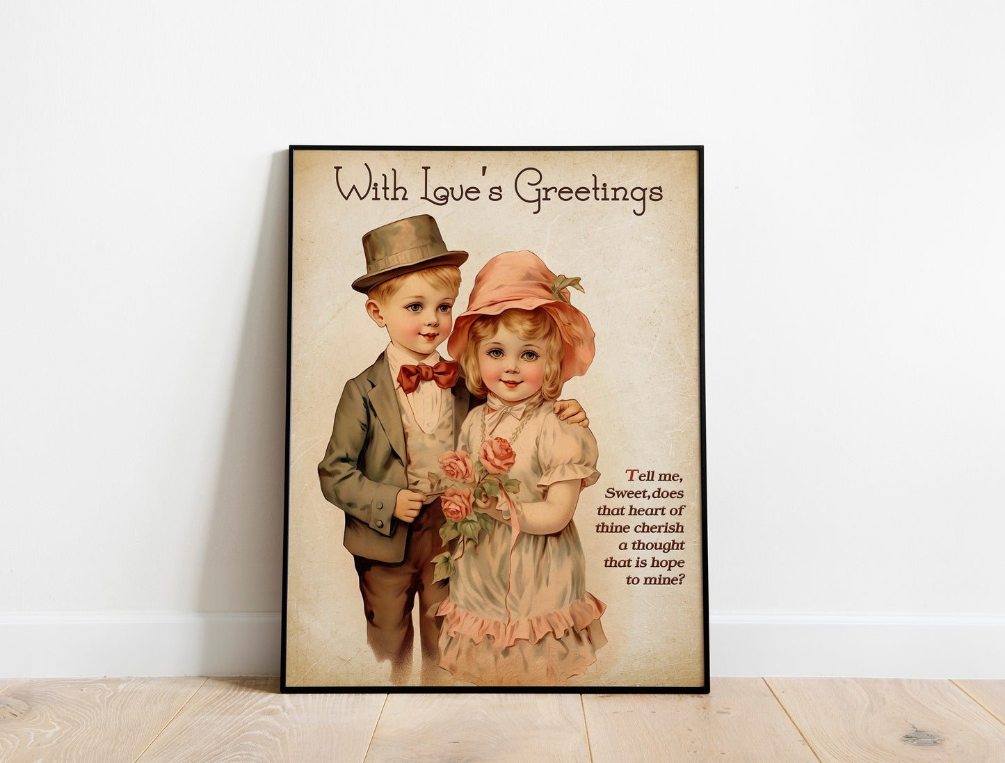Vintage Children Valentine’s Day Boho Art Print