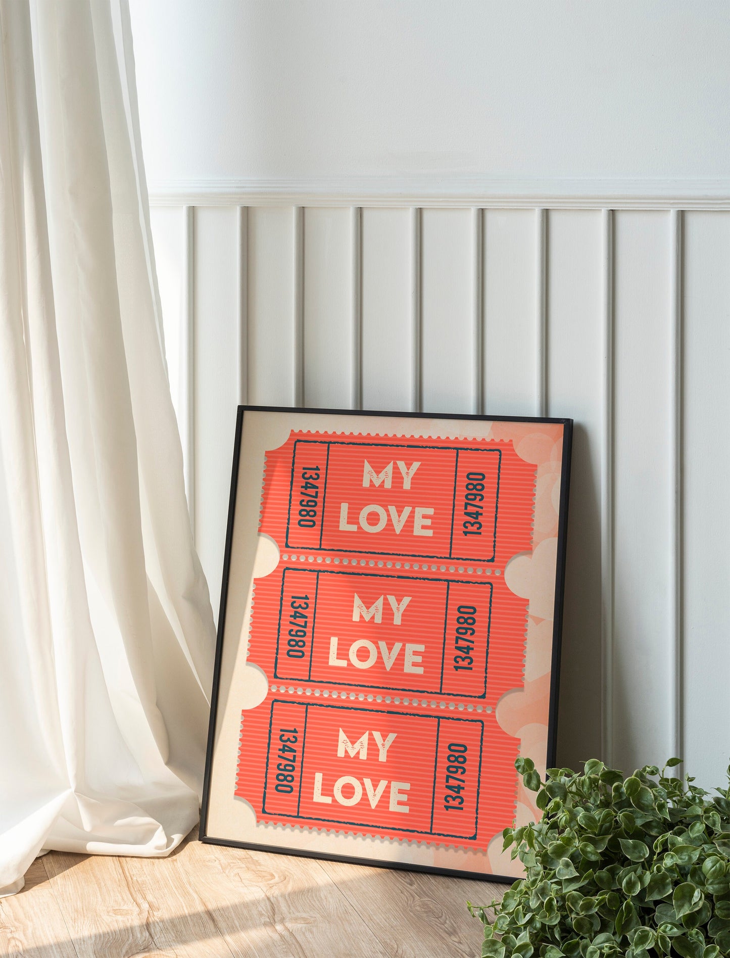 Vintage Love Ticket Valentine’s Day Boho Art Print