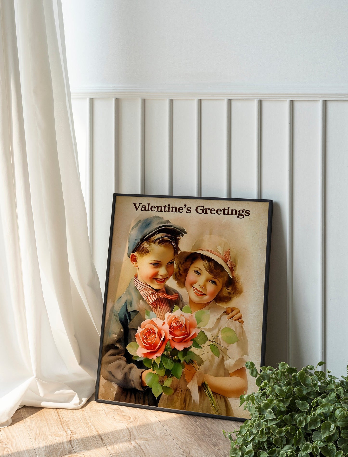 Vintage Children Valentine’s Day Boho Art Print