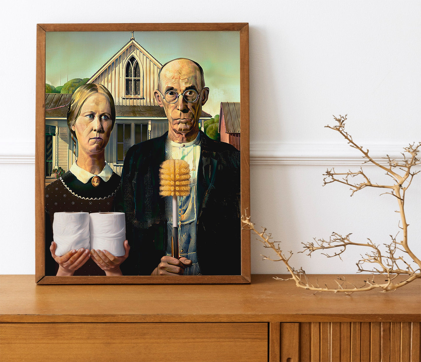 American Gothic Toilet Paper Funny Bathroom Print, Funny Bathroom Wall Decor, Funny Wall Art, Bathroom Wall Art, Humor Wall Art