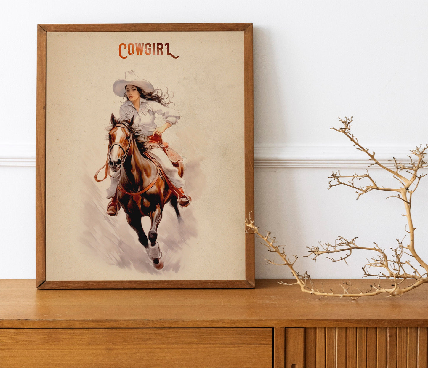 Woman Riding Horse Art Print, Woman Country Art