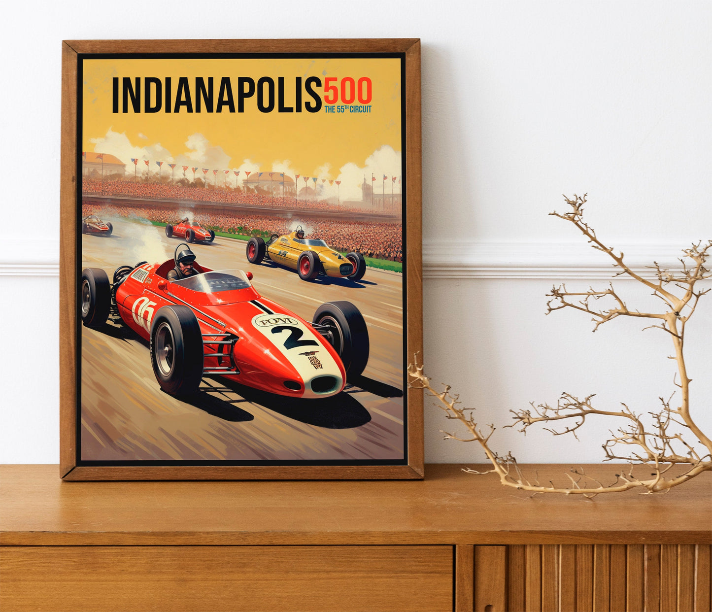 Race Car Art, Traci Race Indianapolis Travel Art, Pacific Coast, Car Art Print, Wall Decor, Race Car Decor, Retro Car Art, Art Print