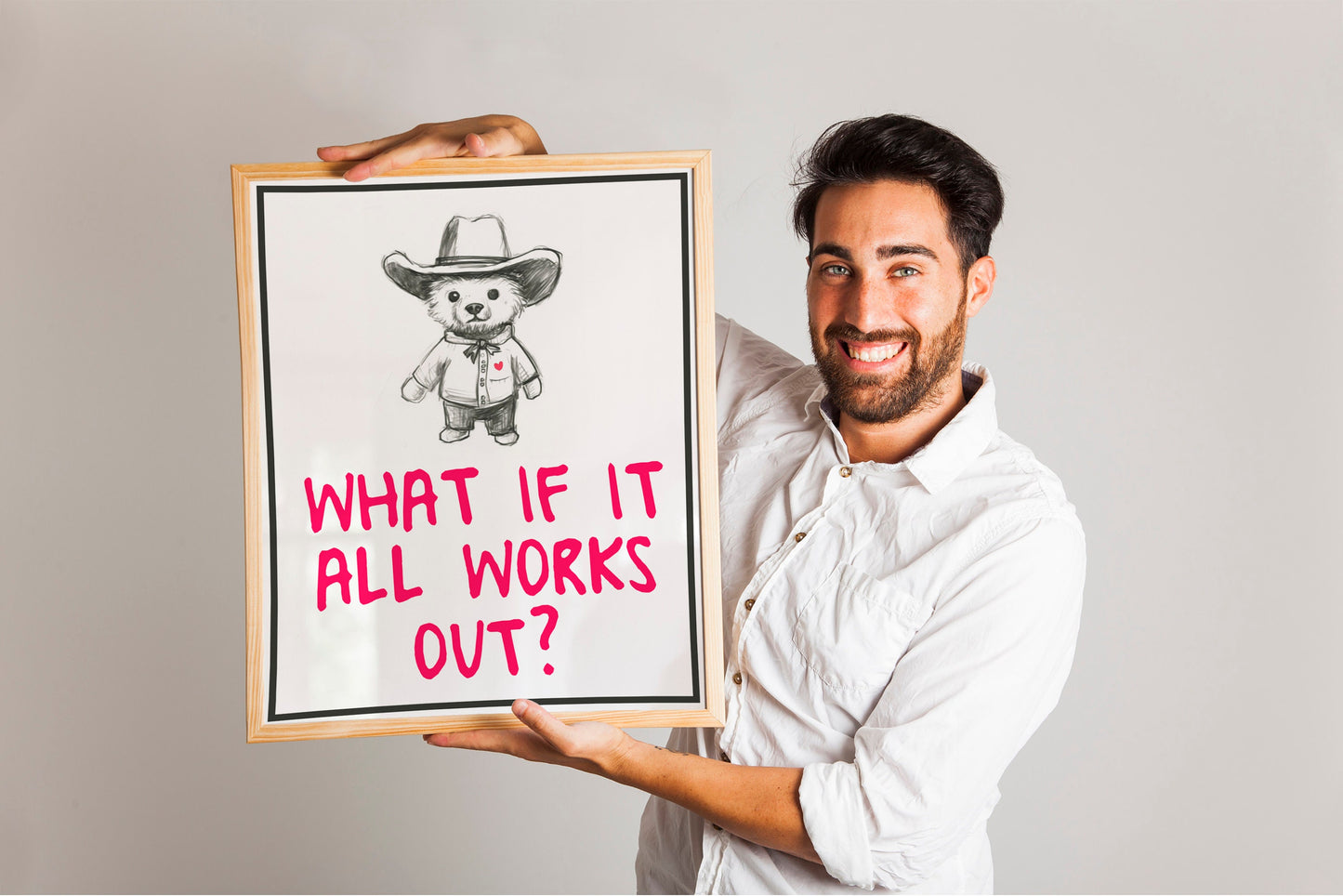 What If It All Works Out Bear Art Print, Cute Wall Decor