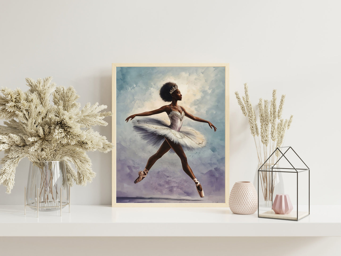 Black Ballerina Dancer Art, Strong Ethnic Woman, Woman Dancer Wall Decor