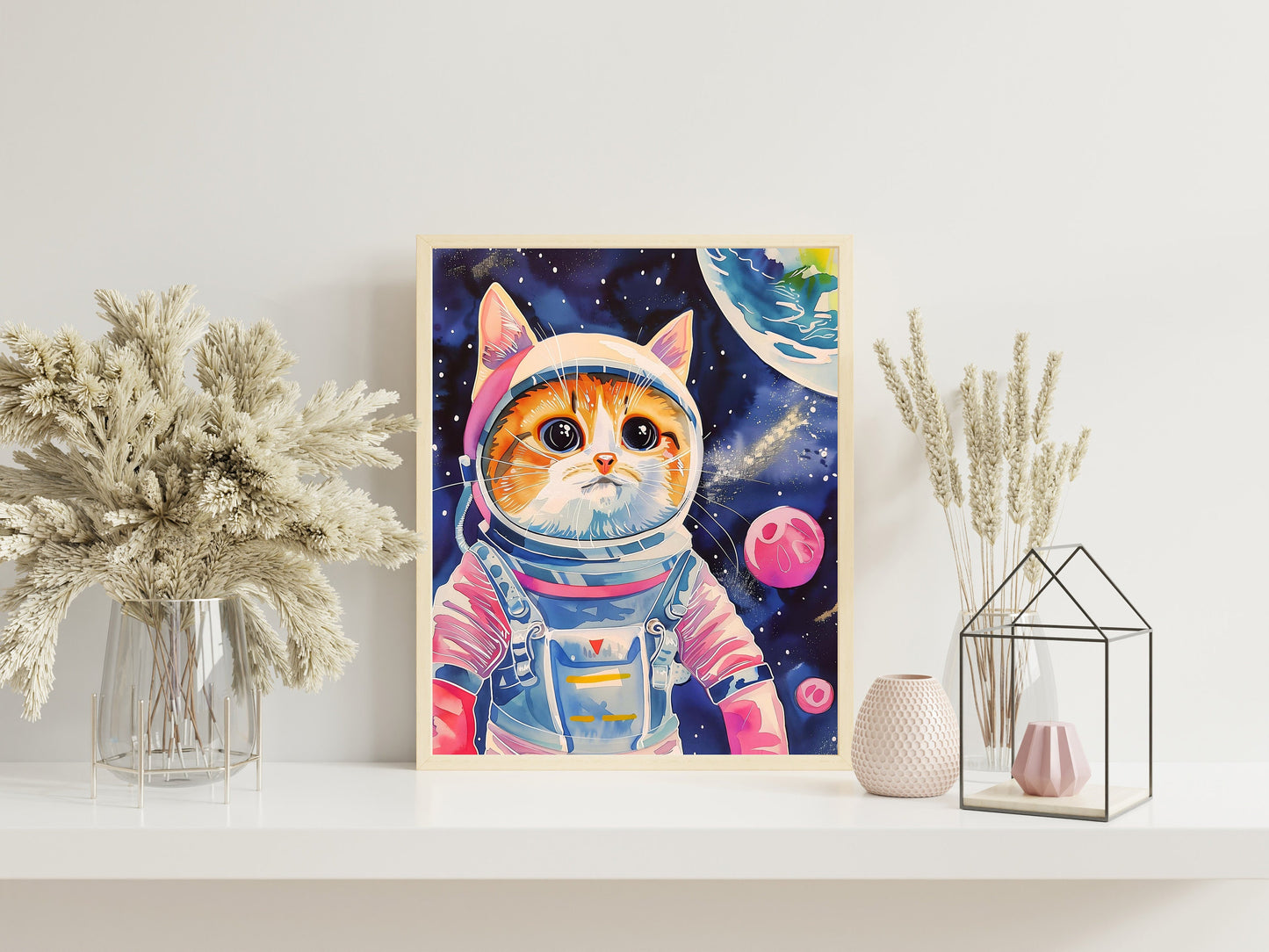Funny Space Astronaut Cat Print, Funny Wall Art, Decor, Wall Art, Funny Cat, Cat Lovers, Space