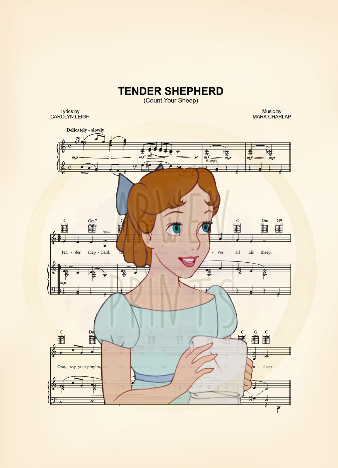 Peter Pan Wendy Darling Tender Shepherd Sheet Music Art Print