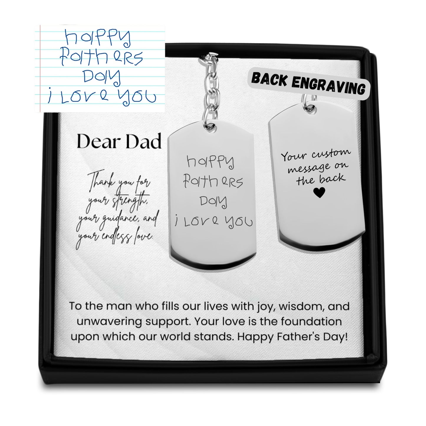 children's drawing dad keychain | fathers day gift | handwritten letter for dad