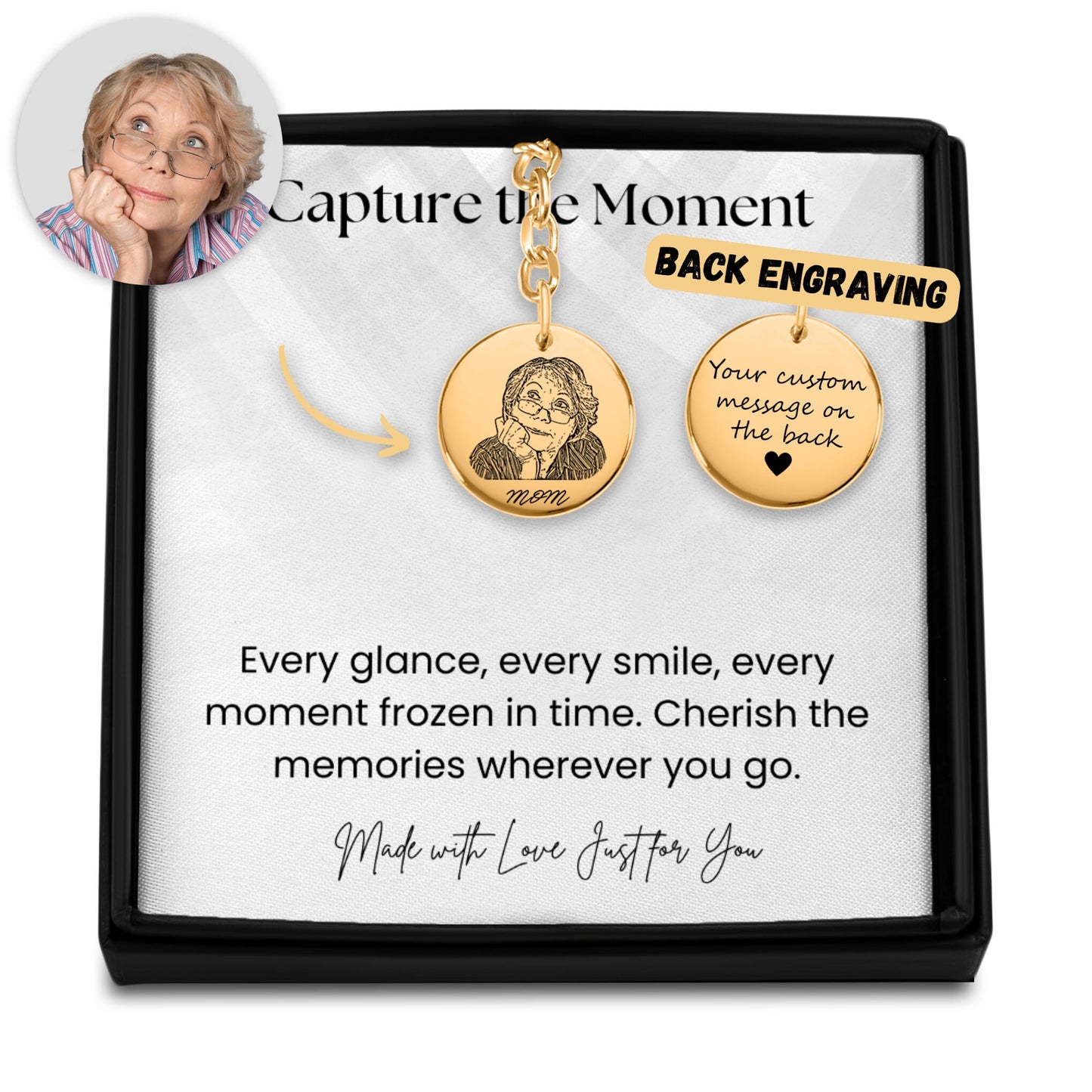 custom portrait keychain | personalized jewelry gift | mother's day gift | valentines day gift | father's day gift