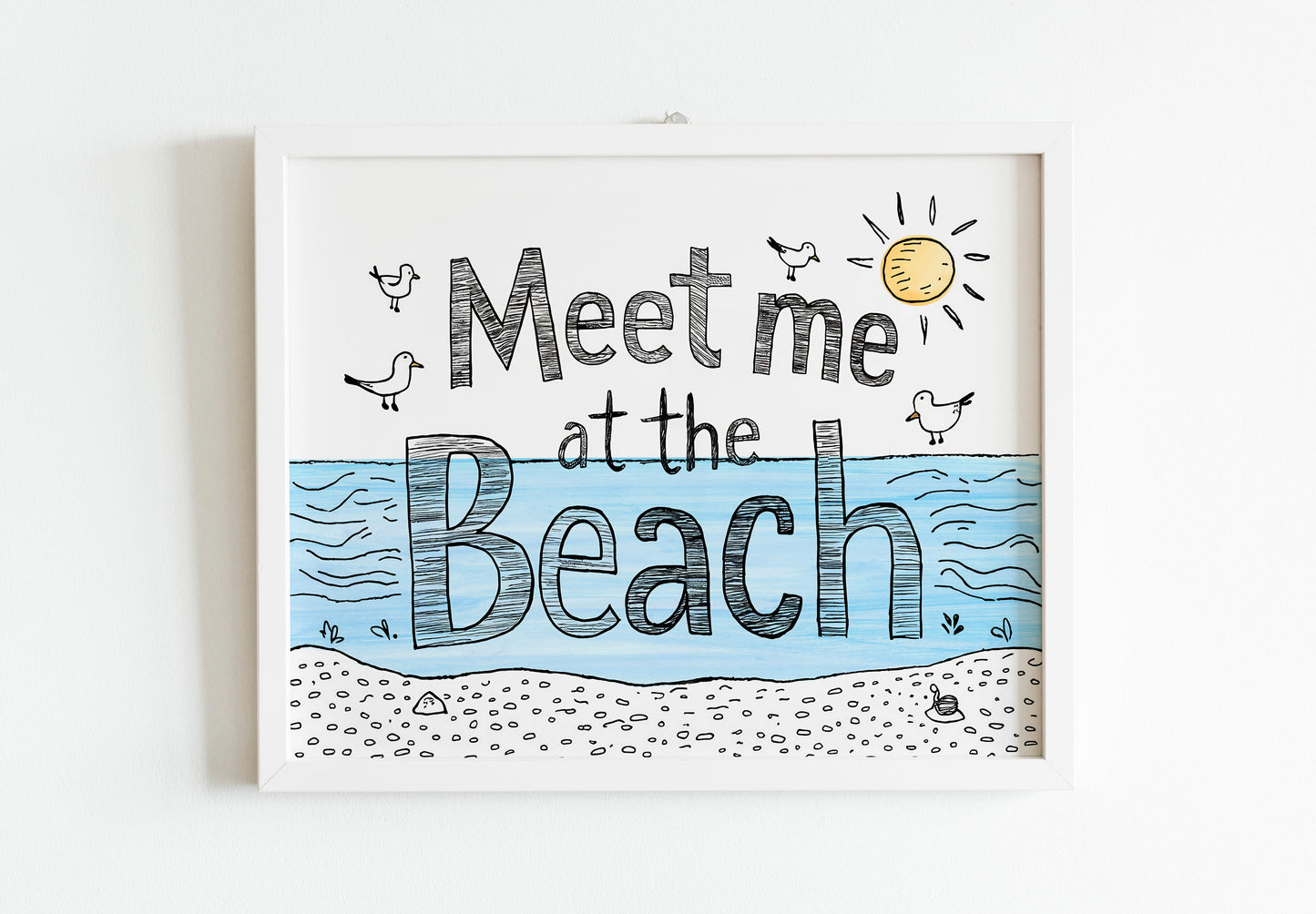 Meet Me At The Beach Simplistic Art Print, Simplistic Art, Scenic Art