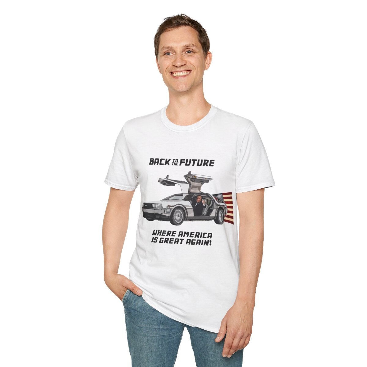 Trump Back to the Future Make America Great Again Shirt, Trump in Delorean, Trump for President 2024 Shirt, Republican 2024, MAGA Shirt