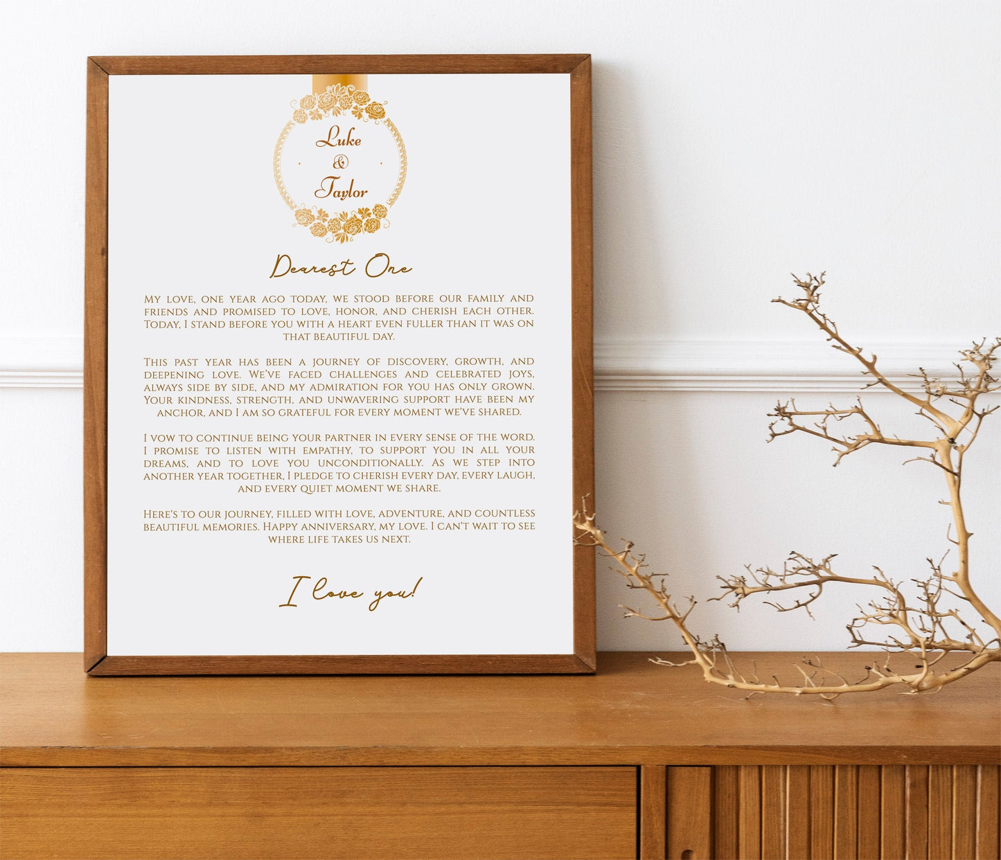 One Year Wedding Anniversary Gift Wedding Vows Art Print Poster Personalized Vows Poster First Anniversary Gift Your Vows Art Print