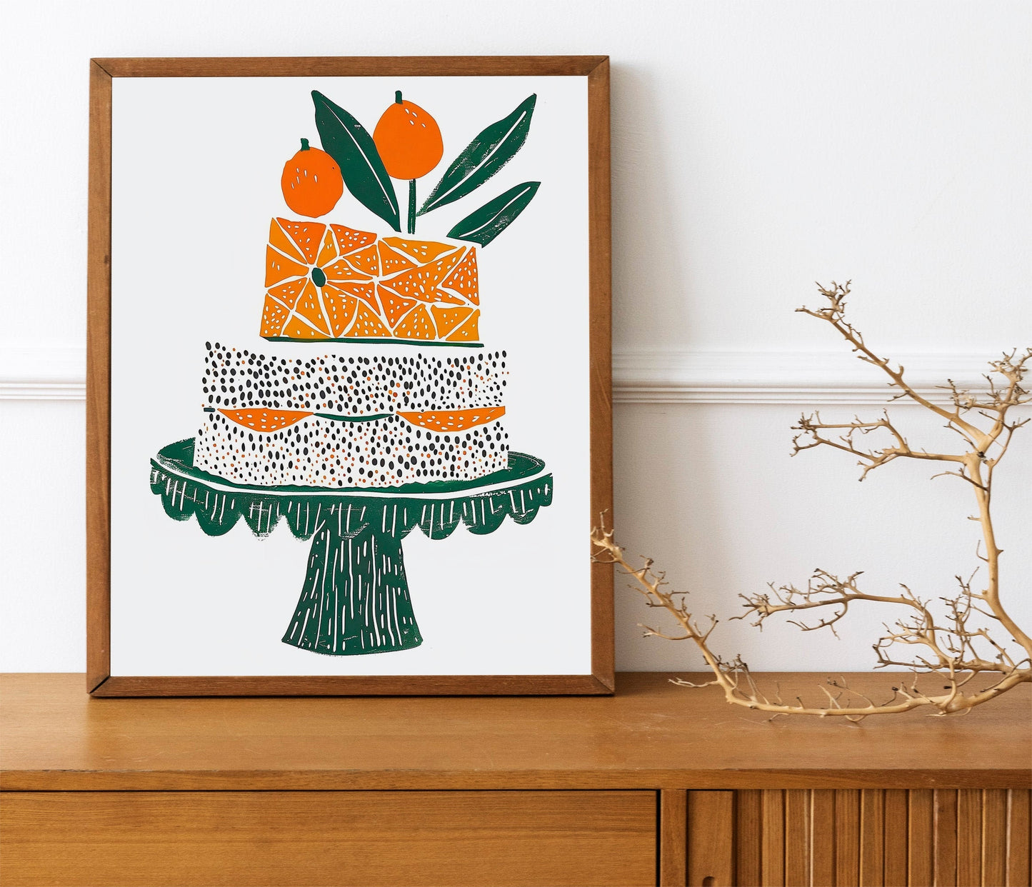 Cake on Stand Print Colorful Wine Retro Wall Art Kitchen Wall Prints Aesthetic Decor Gallery Wall Home Inspiration
