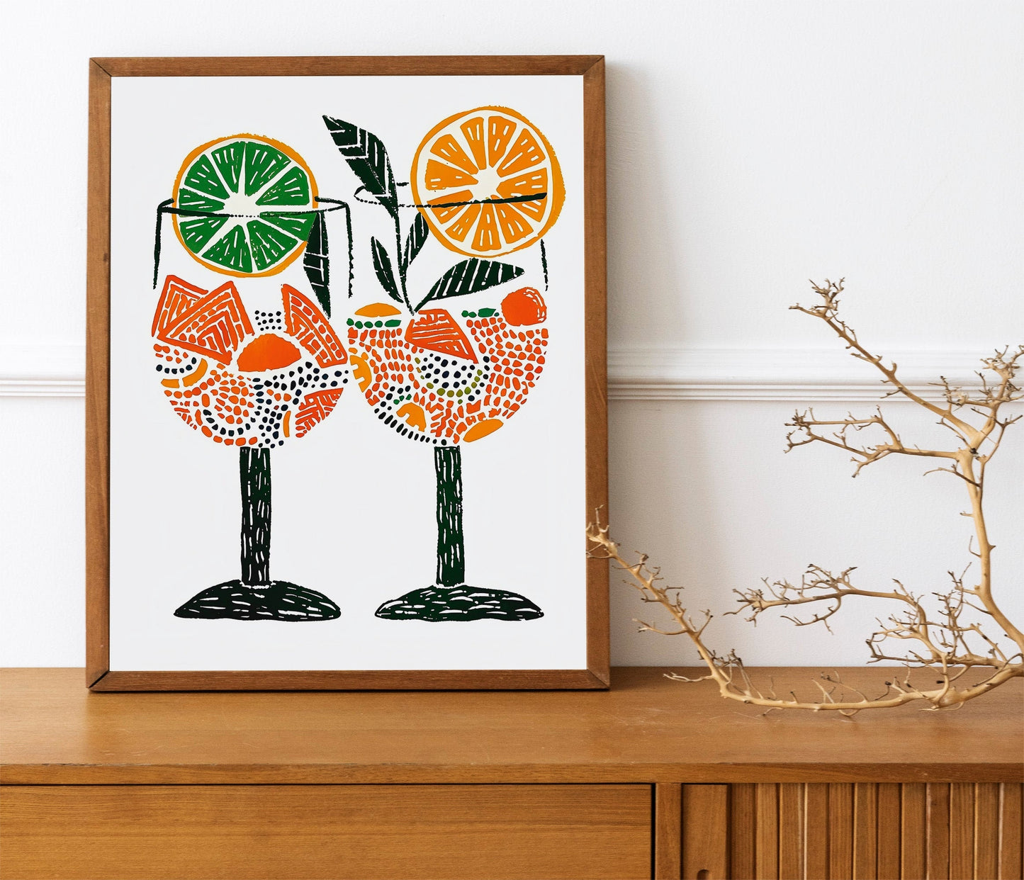 Colorful Wine Print Drink Glasses Retro Wall Art Kitchen Prints Aesthetic Decor Home Inspiration Gallery Wall
