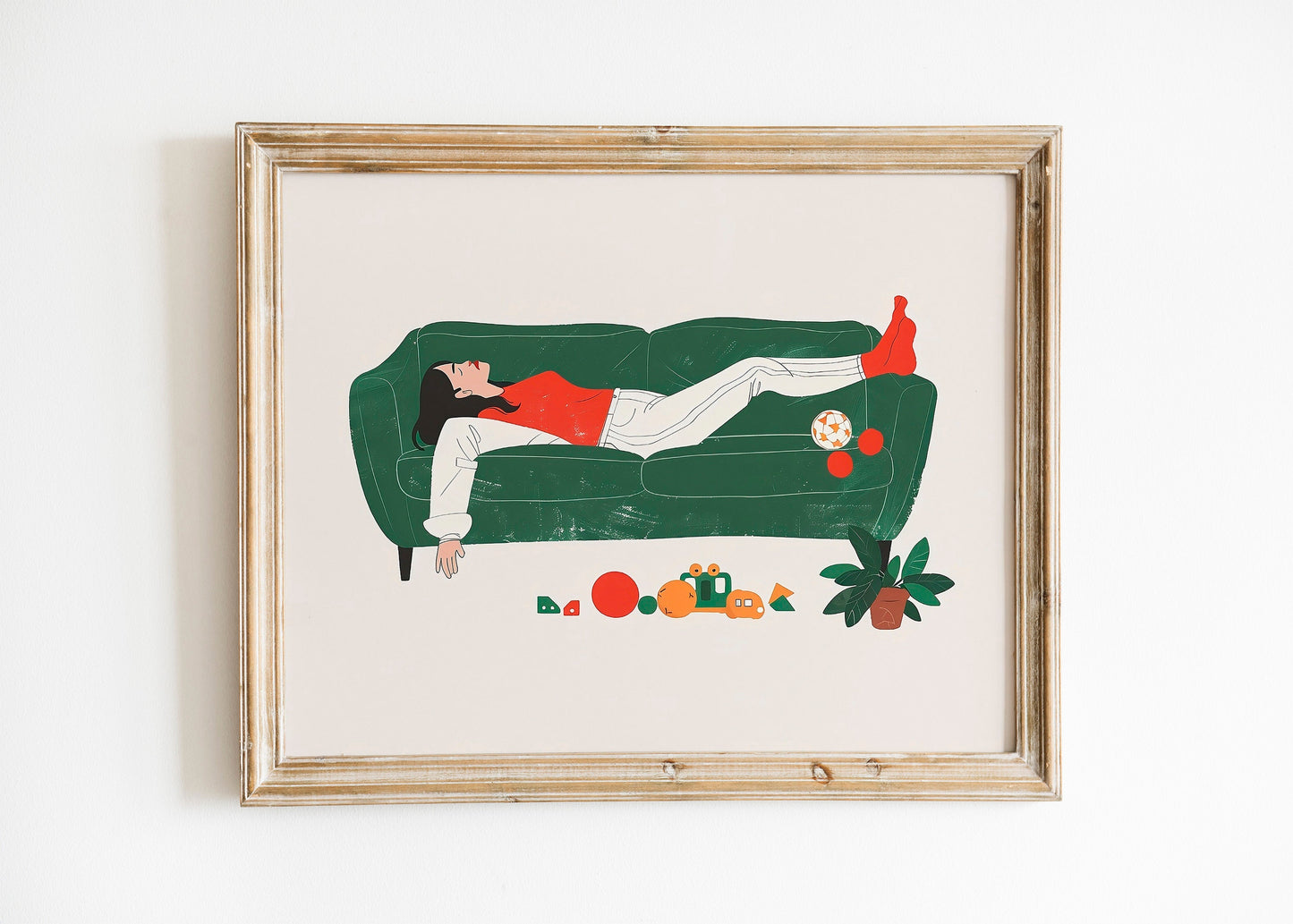 Tired Mom On Couch Funny Decor