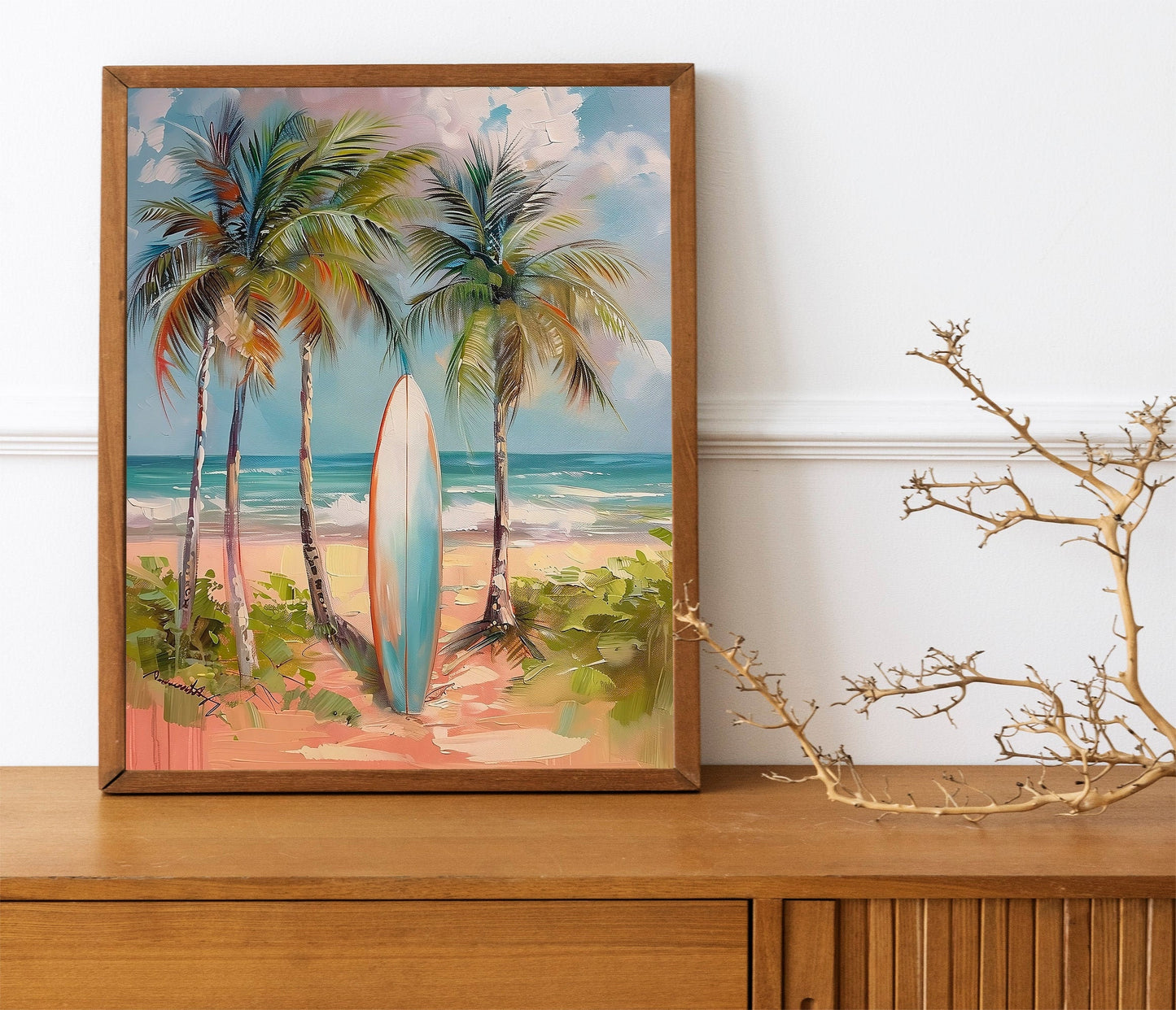Minimalist Beach Print Surfboard Coastal Wall Art Trendy Ocean Posters Beach Art Prints Oceanic Home Decor