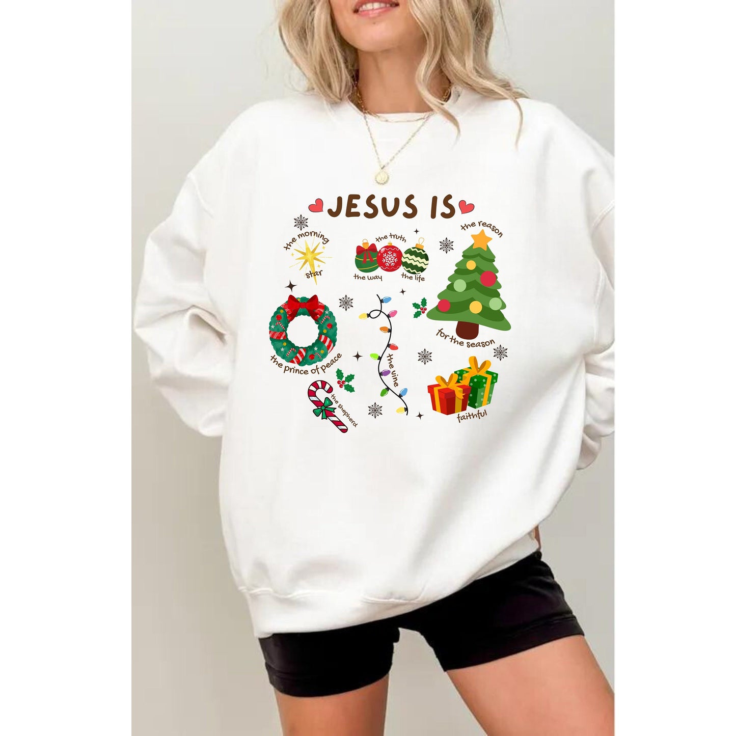 Retro Christmas Sweatshirt - Jesus is The Reason T shirt - Christmas Doodles Shirt - Trendy Christmas Shirt