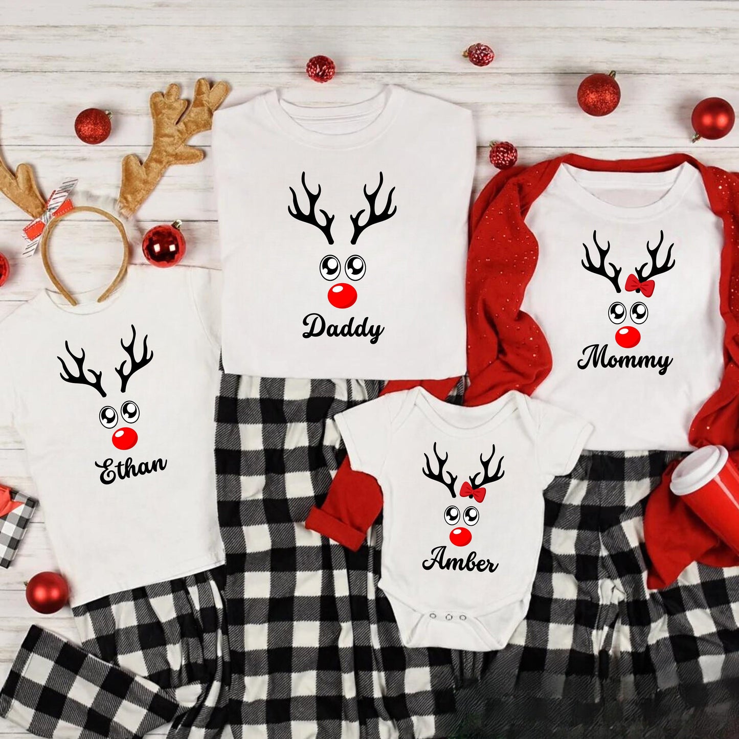 Customized Christmas Shirt - Reindeer Family Matching Shirt - Trendy Christmas Shirt - Christmas Family Shir