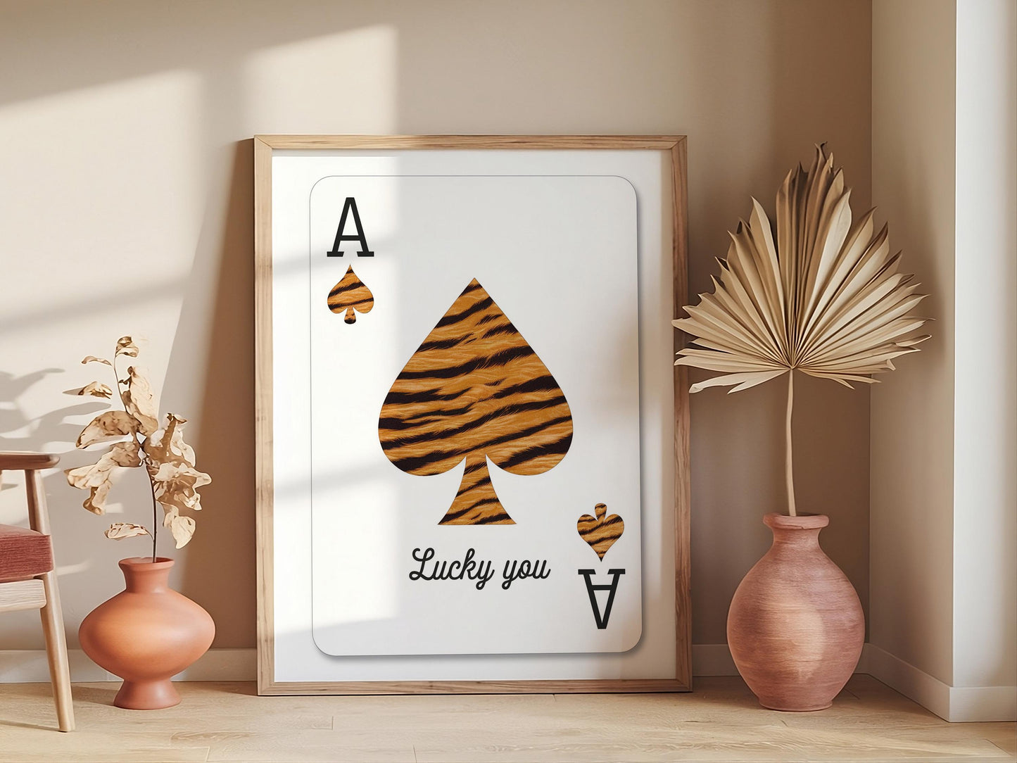 Ace Of Spades Print, Retro Playing Card Wall Art, Inspiring Quote Poster, Beige Ace Card Wall Decor, Trendy Aesthetic Preppy Room Decor