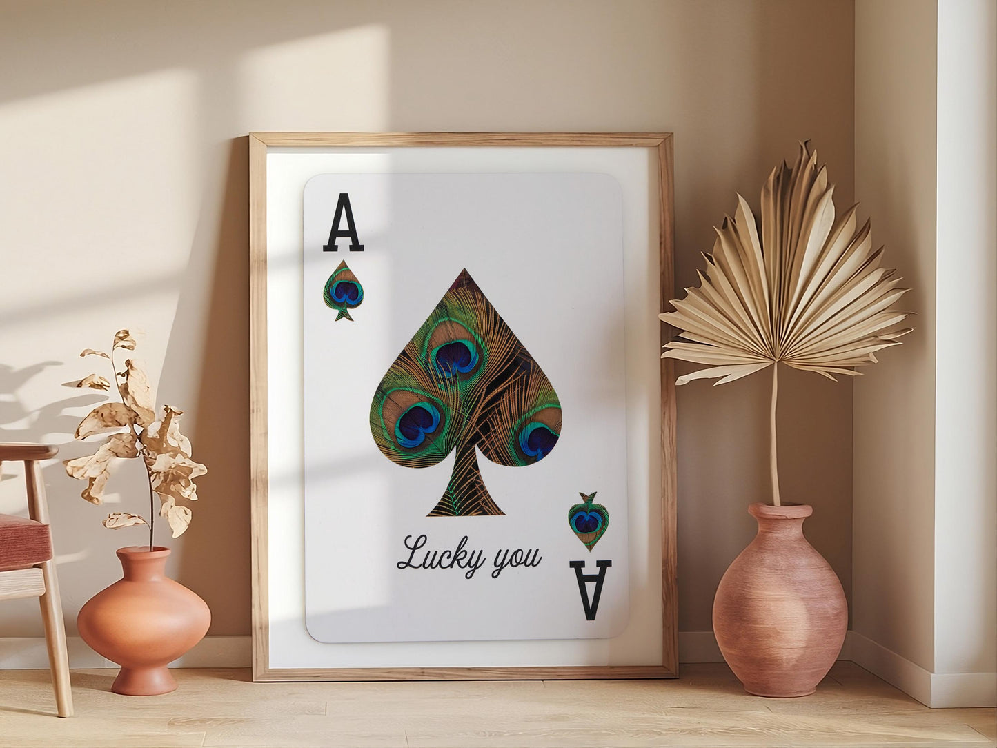 Ace Of Spades Print, Retro Playing Card Wall Art, Inspiring Quote Poster, Beige Ace Card Wall Decor, Trendy Aesthetic Preppy Room Decor