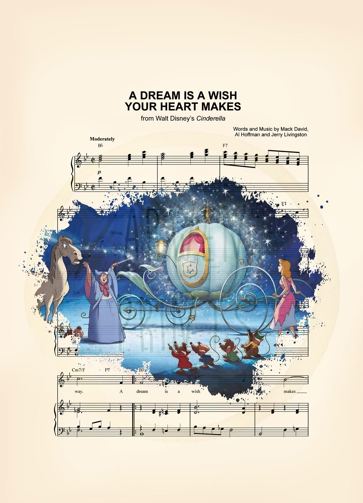 LIMITED RELEASE - Cinderella with Carriage Splatter Sheet Music Art Print