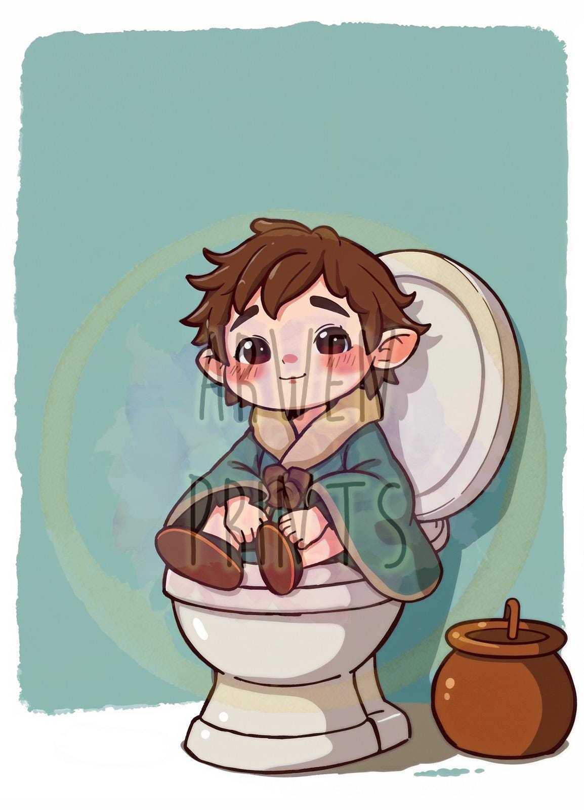 Lord of the Rings Hobbit Bathroom Art - Cute Hobbit Bathroom Print - Lord of the Rings Bathroom Decor - Hobbit Wall Decor - Frodo Wall Art — Disney Wall Art Gift