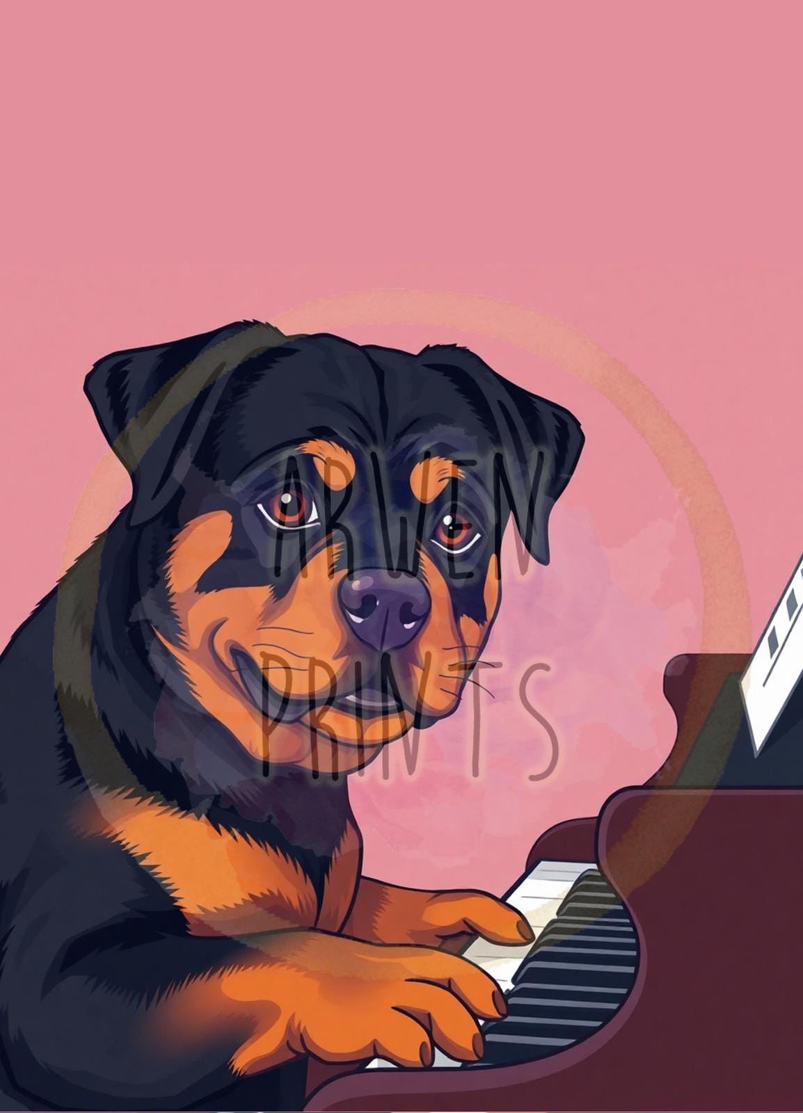 Custom Rock Star Pet Portrait - Personalized Musician Dog Art - Funny Pet Print - Cool Guitar Dog Print - Custom Pet Music Illustration Art