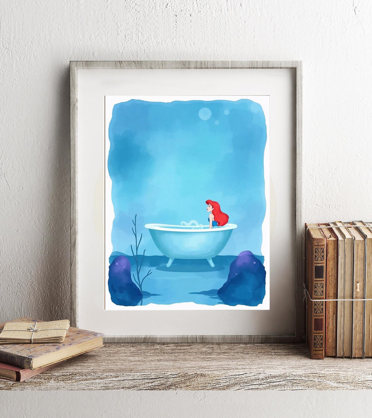 Little Mermaid Ariel bathtub Disney bathroom art print