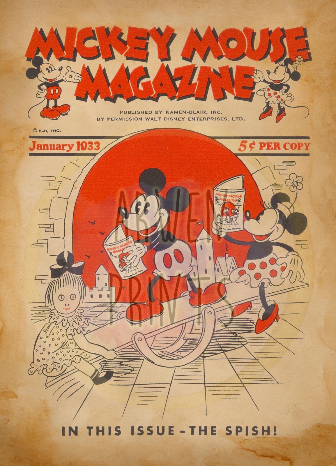 Mickey Mouse Magazine Vintage Art Print