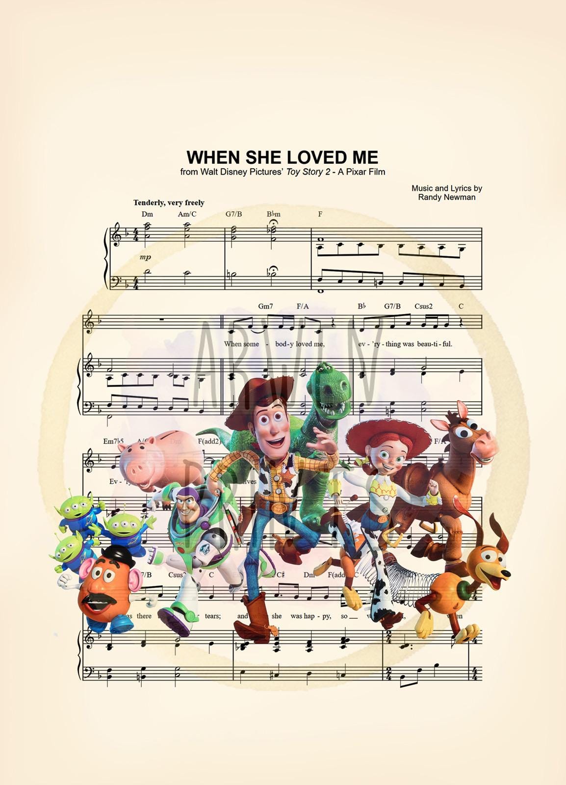Toy Story 2 When She Loved Me Sheet Music Art Print