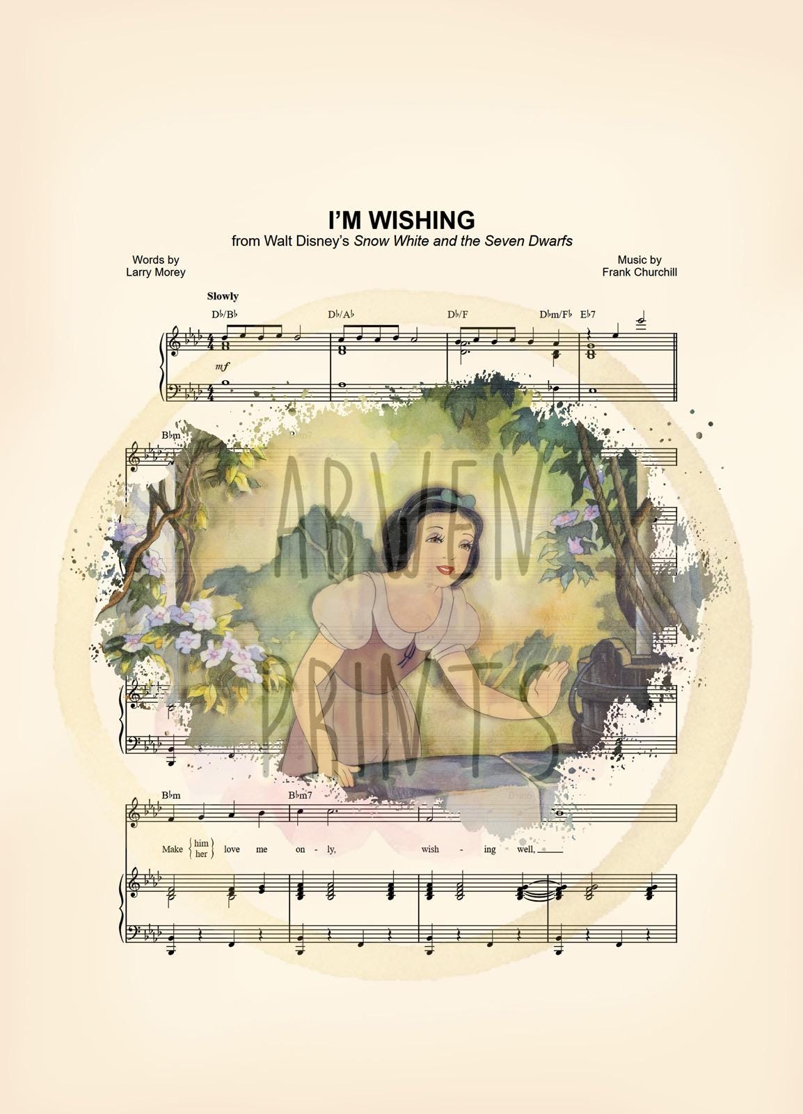 Snow White Wishing Well I’m Wishing Sheet Music Art Print