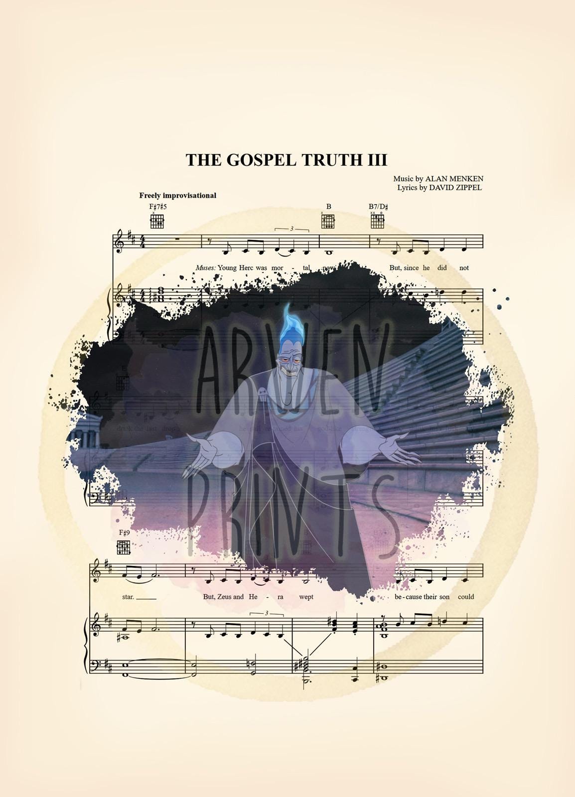 Hercules Hades Splatter The Gospel Truth III Sheet Music Art Print