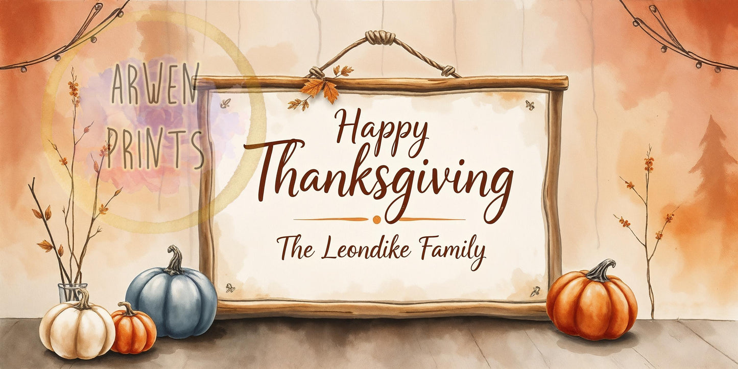 Thanksgiving Custom Family Name Canvas Wall Art