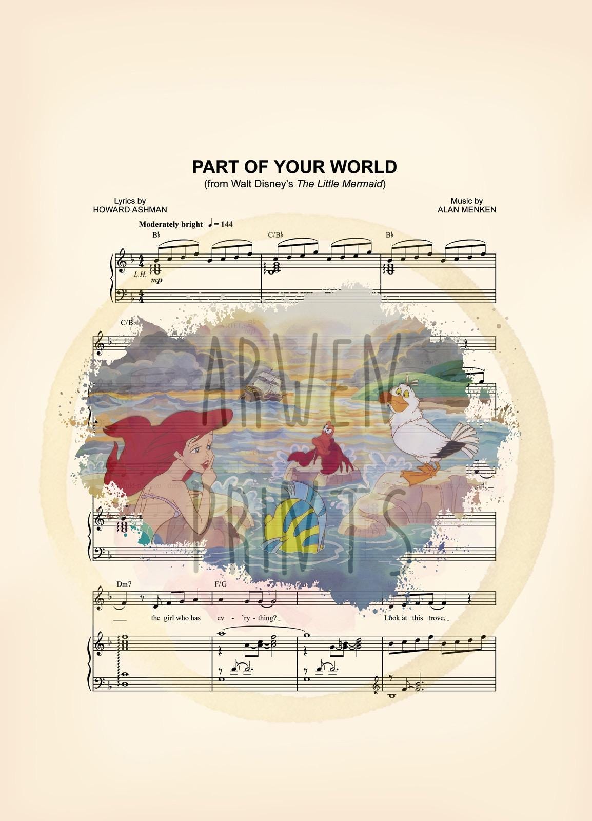 Little Mermaid Sunset Sheet Music Art Print
