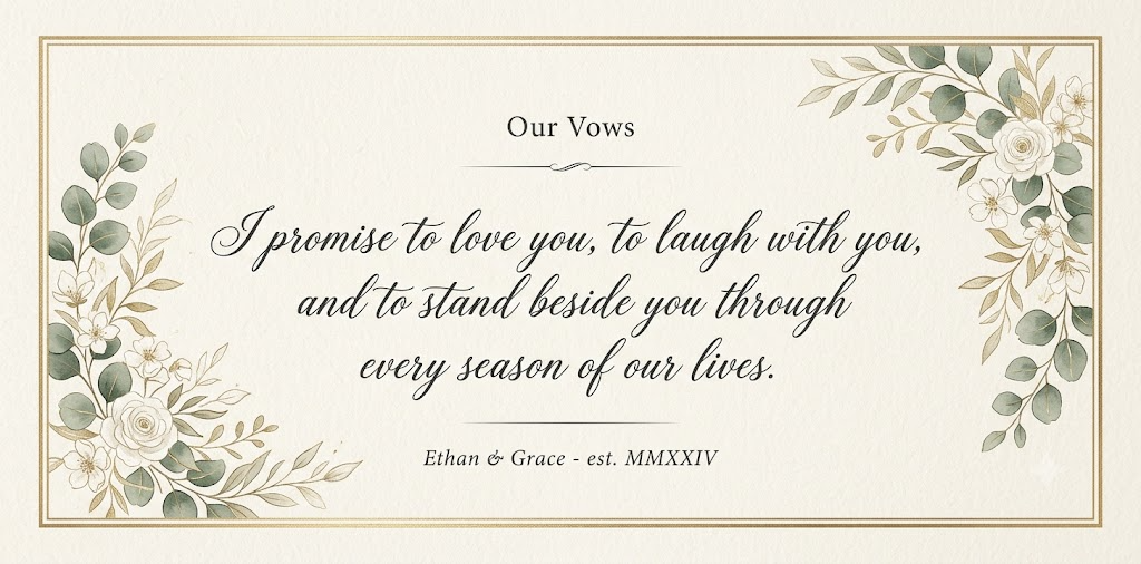 Custom wedding vows calligraphy keepsake typography art
