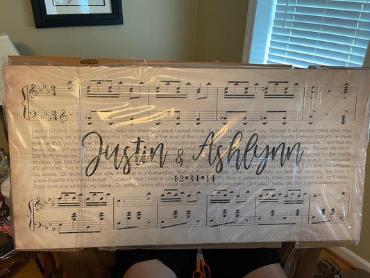 Concert season 2026 keepsake — song lyrics canvas with city and date