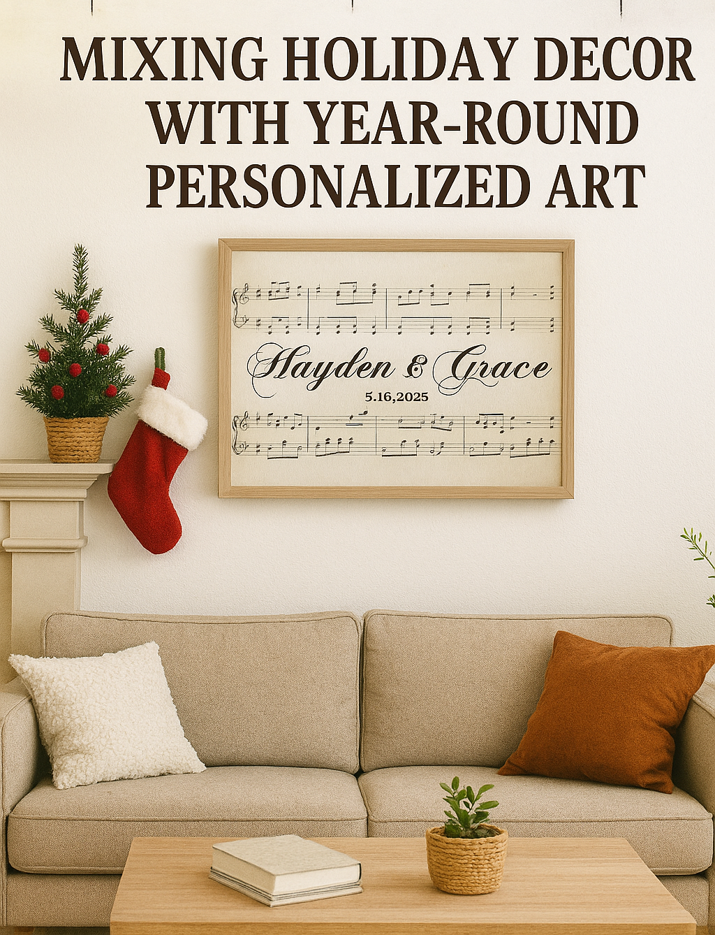 Mixing Holiday Decor with Year-Round Personalized Art