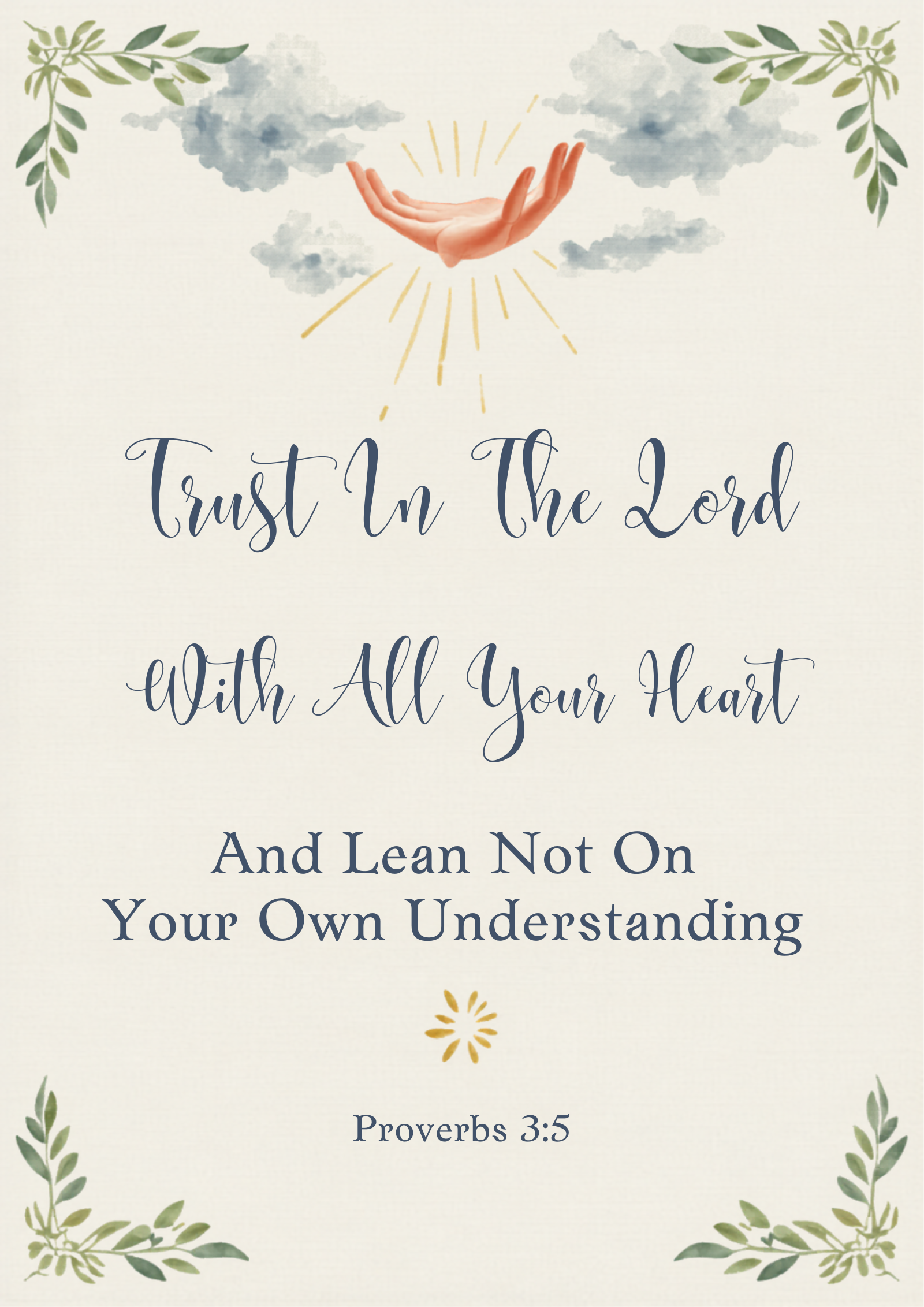 Trust In The Lord Proverbs 3:5 Christian Bible verse inspirational canvas