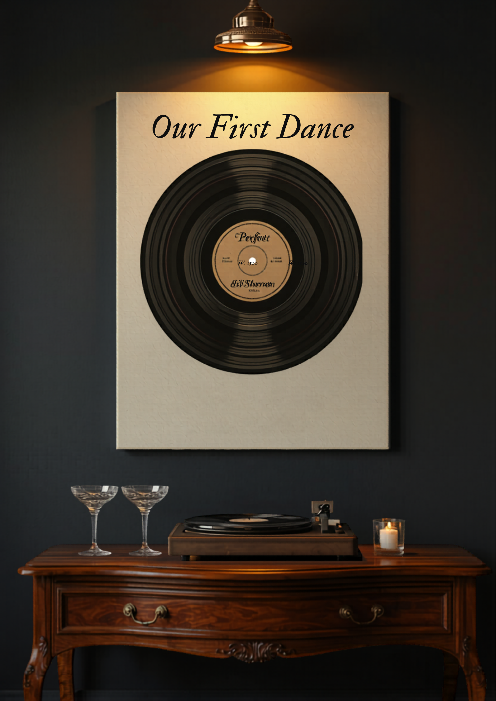 Custom vinyl record wedding song first dance canvas