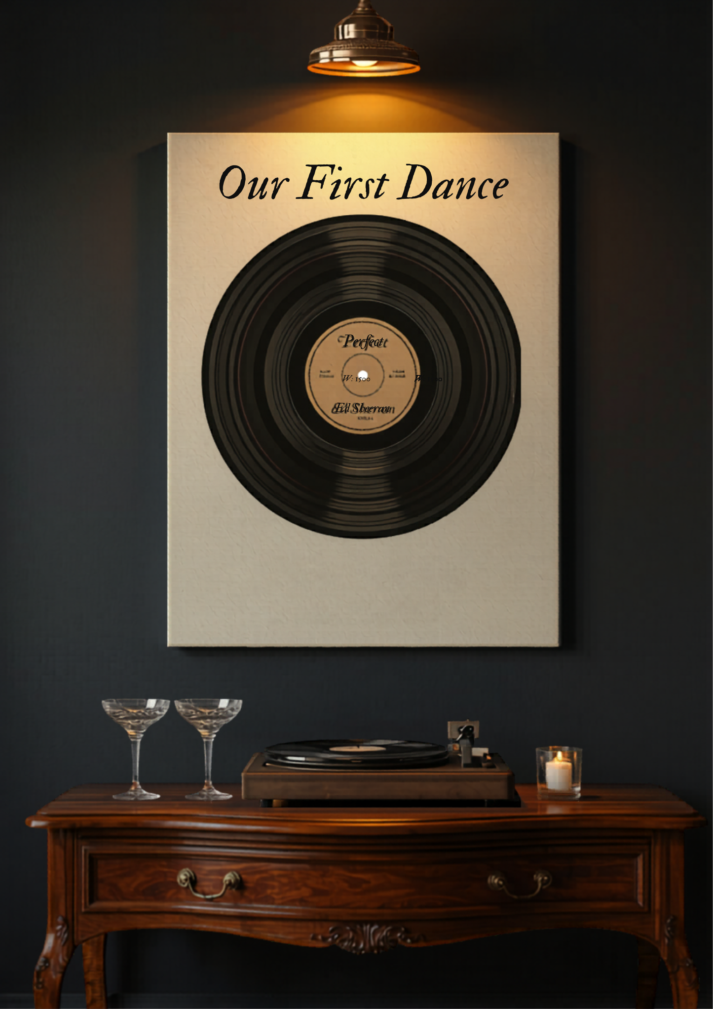 Custom vinyl record wedding song canvas