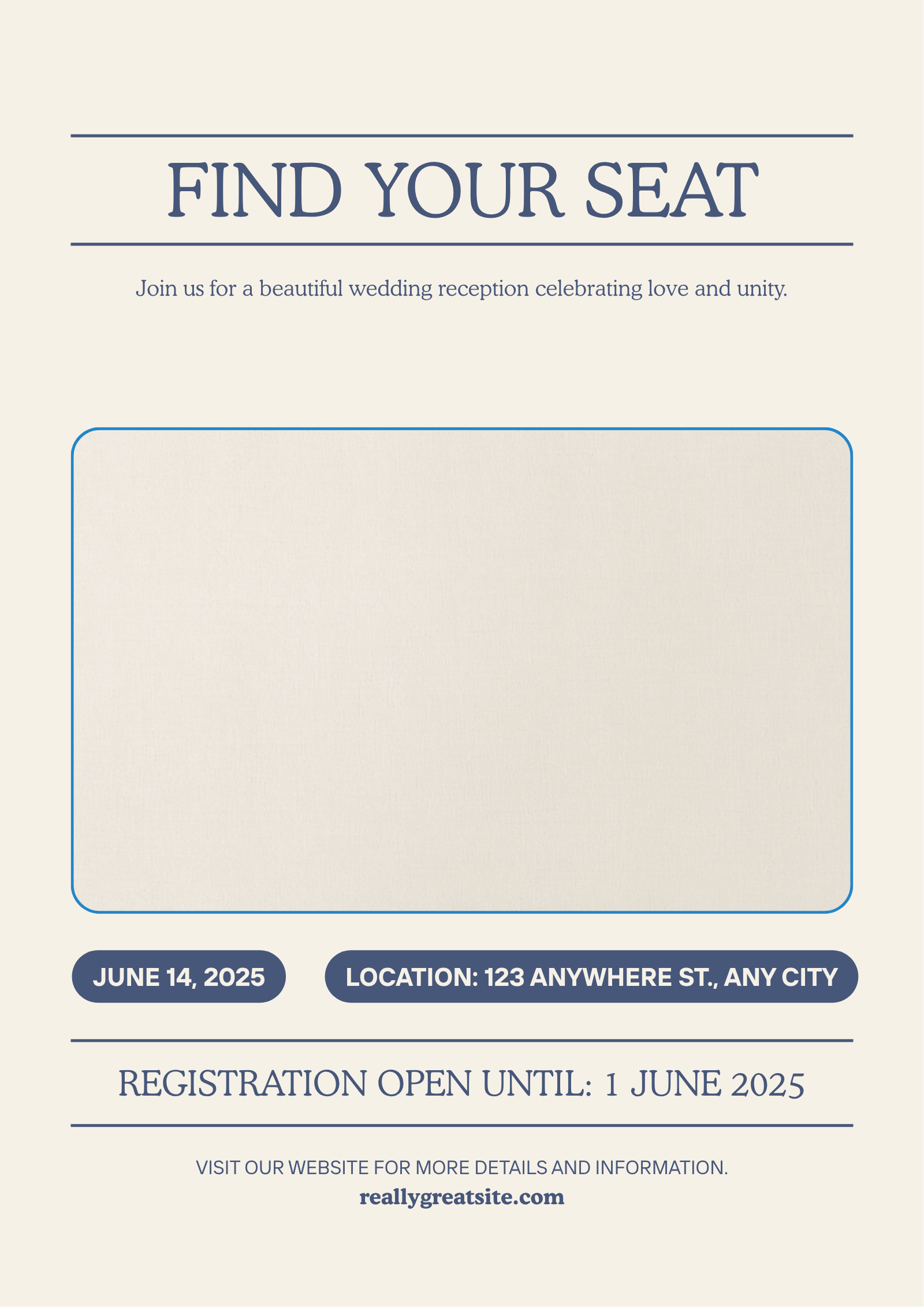 Custom wedding seating chart Find Your Seat canvas