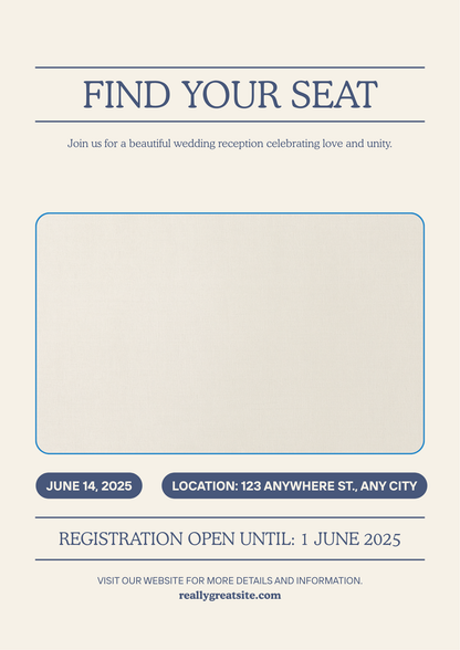 Custom wedding seating chart Find Your Seat canvas
